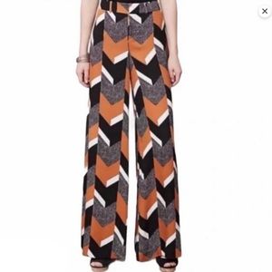 Anthropologie Elevenses Chevron Geometric Pant Flowy Trouser Sz 6 Blk & Orange